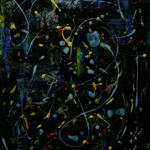 Abstract Painting, Small Oil Pastel Painting, Wall Art, Home Decor, Abstract Art, Oil Pastel Abstract, Original Art, Black and Blue Painting