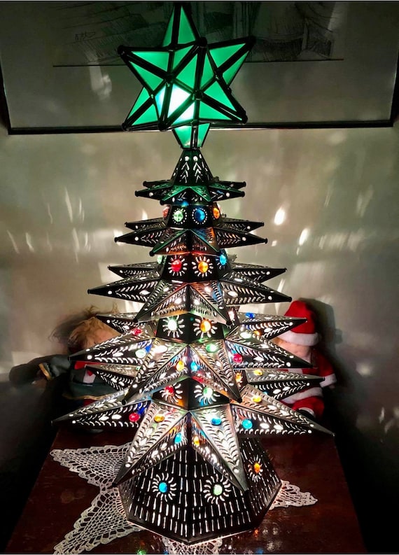 Handmade Tin Punched Christmas Tree With Marbles, Lighted 25” - Etsy