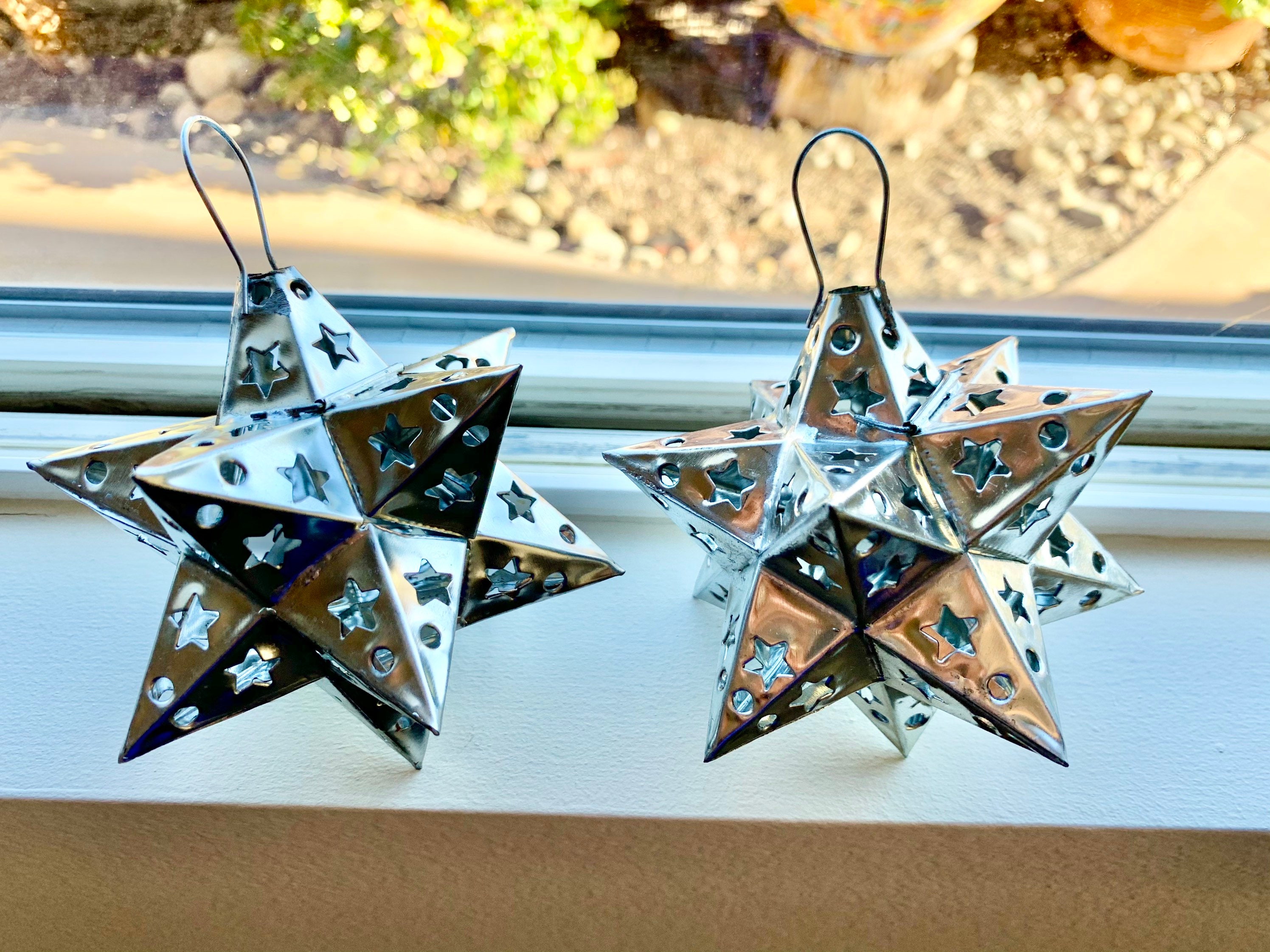 Tin Star Christmas Ornament Handmade. Wedding Favors. Moravian