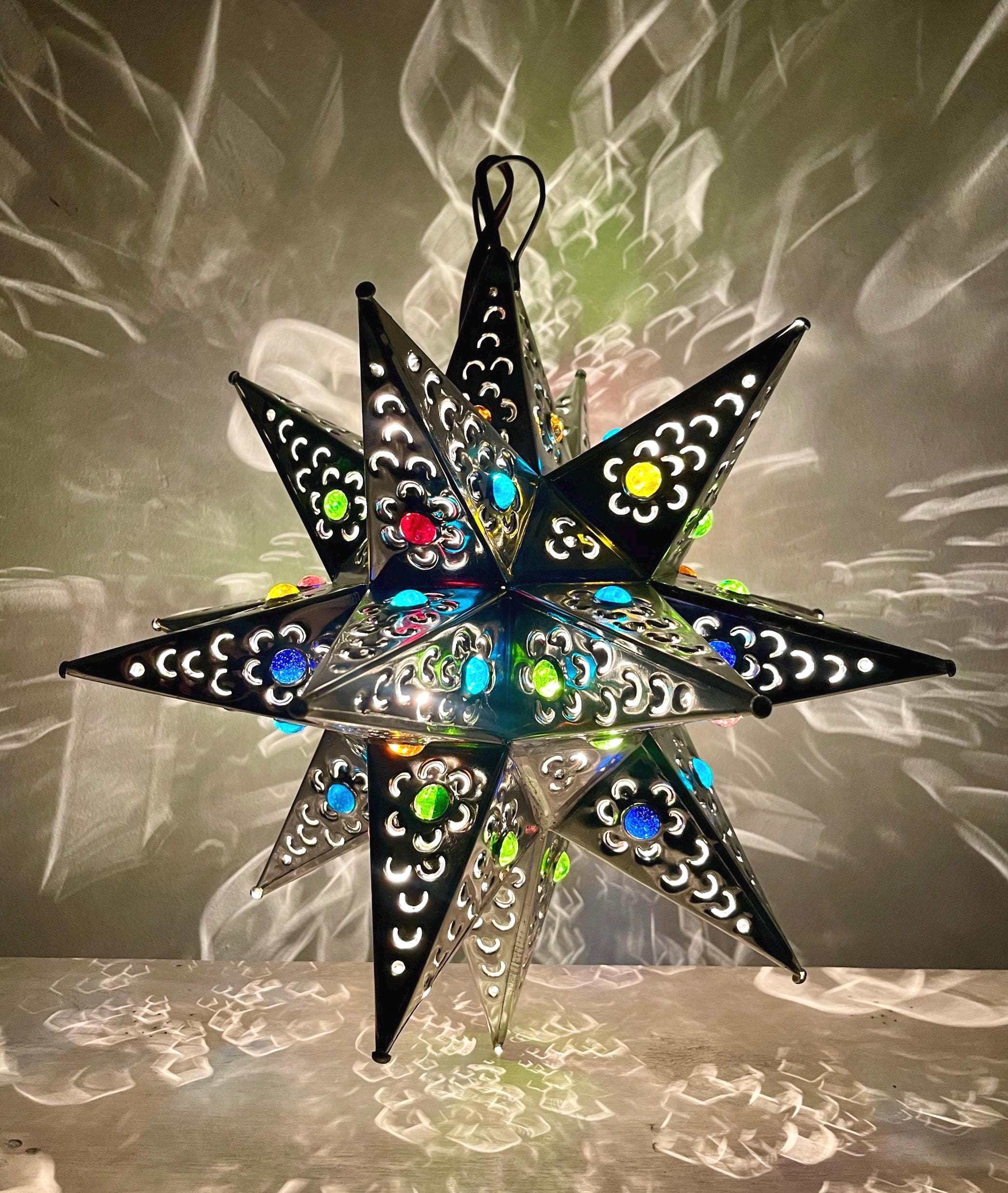 Tin Punched Star Hanging Light Lamp Christmas 14 Inches - Etsy