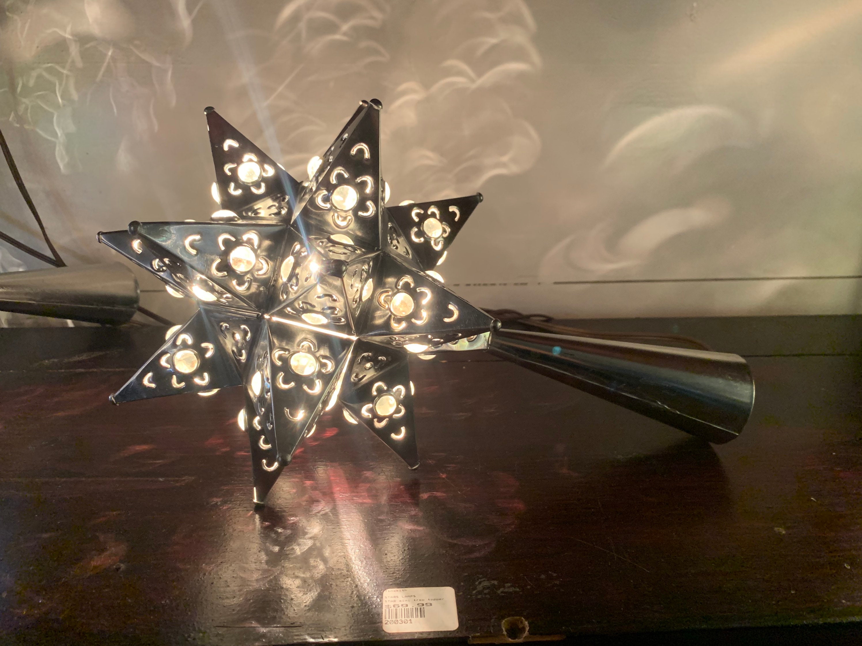 Tin punched handmade star tree topper handmade