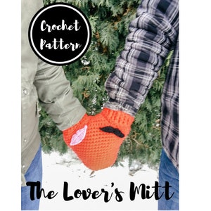 Crochet Pattern for Valentine's Day.  Couple's Crochet Gift.  Crochet pattern wedding gift. Crochet Mitten Pattern.