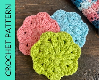 PDF Pattern for Crochet Facial Rounds.  Printable Face Scrubbies Crochet Tutorial. Self Care Gift DIY. Farmers Market Craft Fair Ideas.