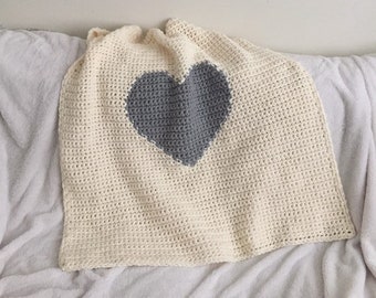 Crochet Heart Baby Blanket for Nursery