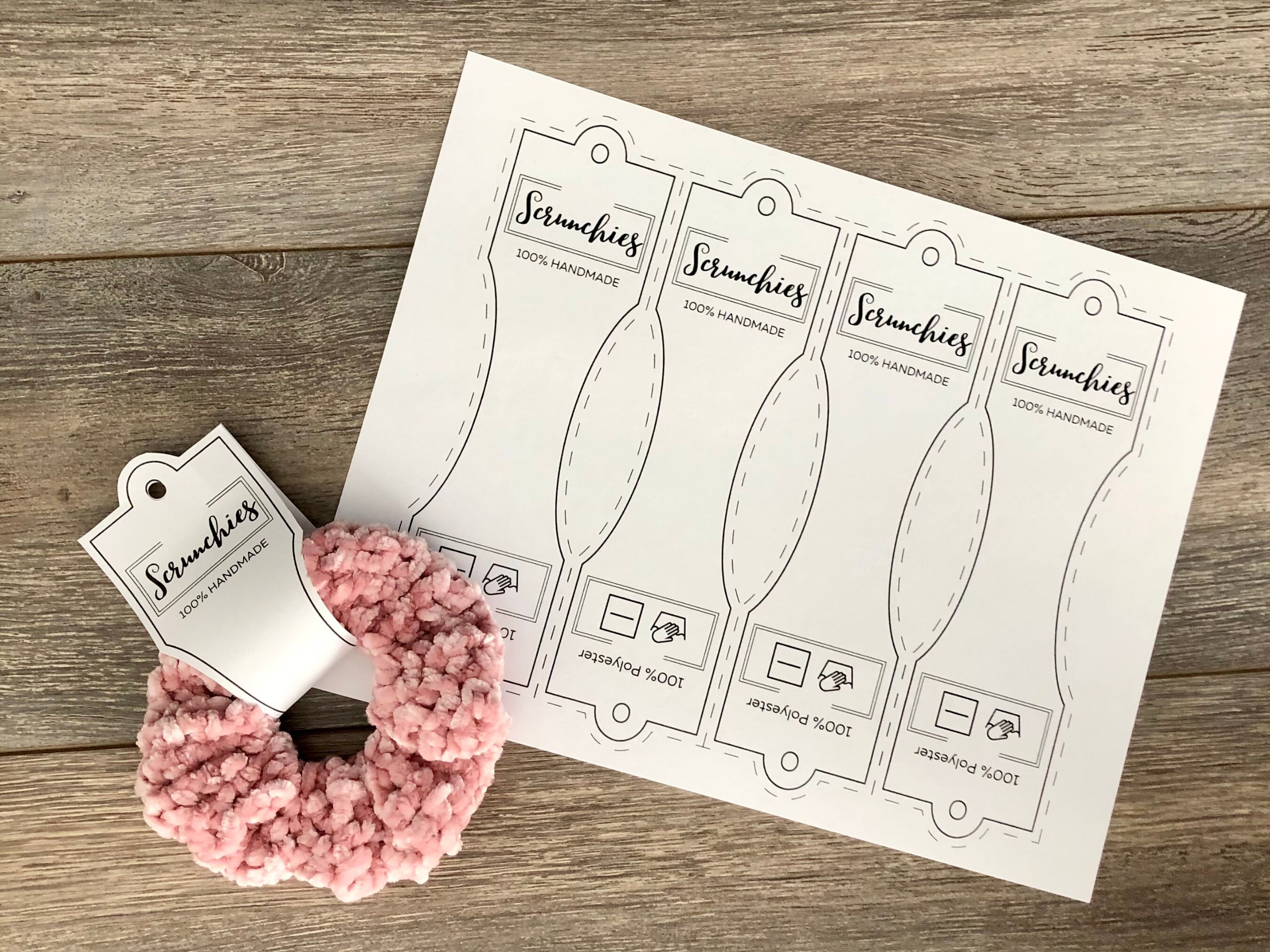 PRINTABLE Tags for Scrunchies. Crochet Scrunchie Tags for Etsy UK