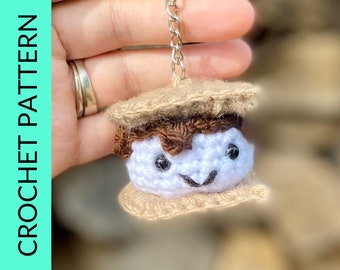 Crochet S'mores Keychain Pattern. Crochet DIY Tutorial PDF Download. Crochet S'mores Ornament. Summer Party Crochet Ideas. Craft Fair Ideas