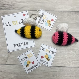 PRINTABLE Valentine&#39;s Day Bee Gift Tags. Valentine&#39;s Cards for Classmates and Kids. PDF Download for Valentine&#39;s. Valentines Printables.