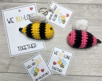 PRINTABLE Valentine's Day Bee Gift Tags. Valentine's Cards for Classmates and Kids. PDF Download for Valentine's. Valentines Printables.