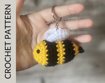 Crochet Bee Keychain Pattern. Crochet DIY Tutorial PDF Download. Crochet Bee Ornament. Bumble Bee Keychain