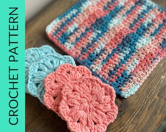 PDF Pattern for Crochet Spa Set. Printable Crochet Washcloth and Facial Rounds Tutorial. Self Care DIY Gift Idea. Craft Fair Farmers Market.