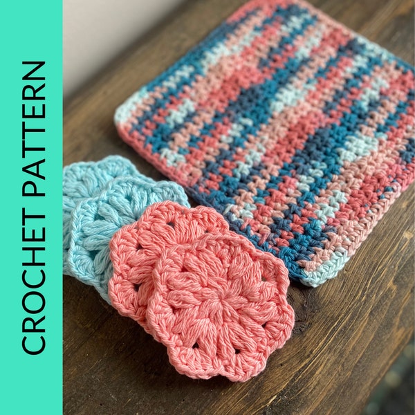 PDF Pattern for Crochet Spa Set. Printable Crochet Washcloth and Facial Rounds Tutorial. Self Care DIY Gift Idea. Craft Fair Farmers Market.