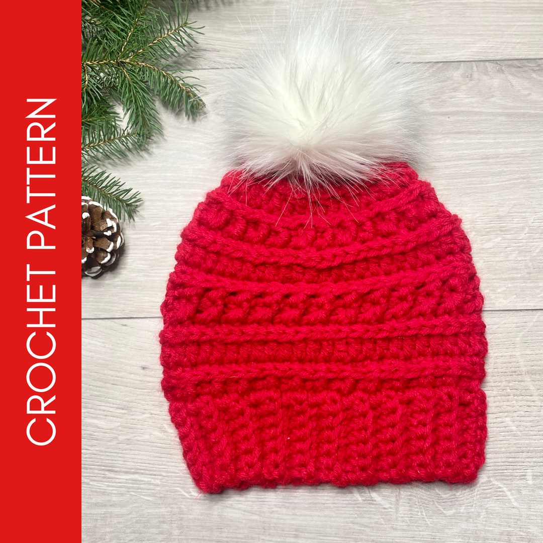 Crochet Beanie Pattern. Women's Pom Pom Hat Pattern. PDF Etsy