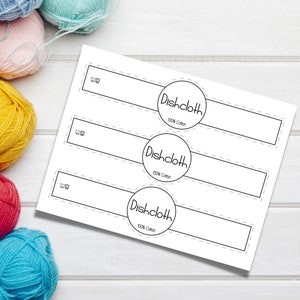 PRINTABLE Dishcloth Wrap Labels. Crochet Tags for Display. Craft Fair Market Displays. PDF Downloadable Tag for Handmade Knit Dishcloths