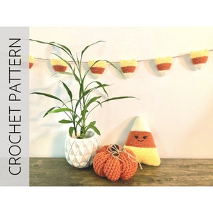 Candy Corn Garland Crochet Pattern.  Fall Crochet Home Decor.  Pattern Only - Digital Download