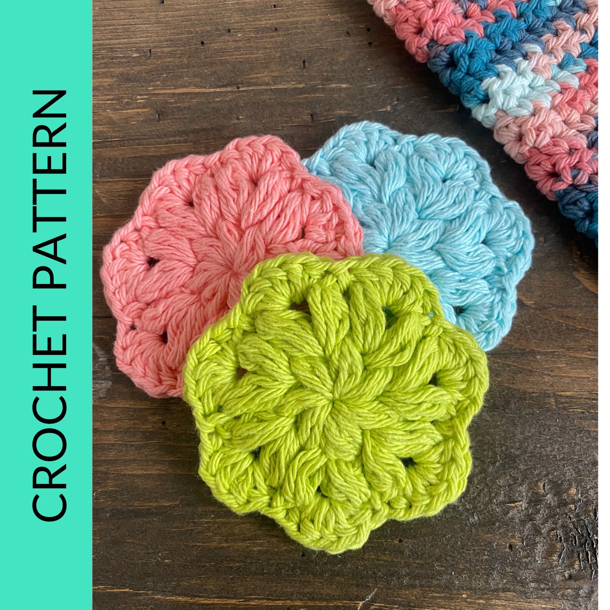PDF Pattern for Crochet Facial Rounds.  Printable Face Scrubbies Crochet Tutorial. Self Care Gift DIY. Farmers Market Craft Fair Ideas.