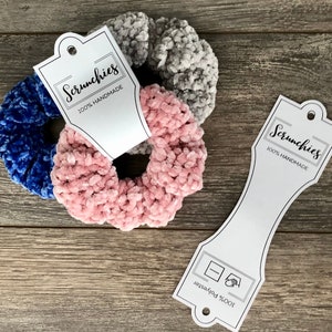 PRINTABLE Tags for Scrunchies. Crochet Scrunchie Tags for Display. Craft Fair Market Displays. PDF Downloadable Tag for Handmade Scrunchies. image 3