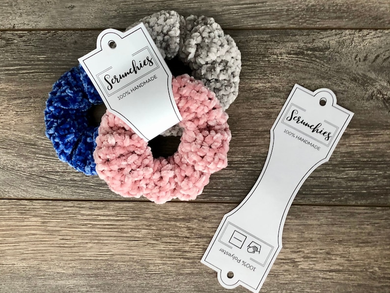 PRINTABLE Tags for Scrunchies. Crochet Scrunchie Tags for Display ...