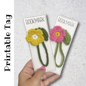 PRINTABLE-Flower Bookmark Printable Label.  Tags for crochet makes.  Craft Fair Market Displays.  Printable Tags.