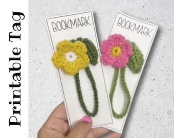 PRINTABLE-Flower Bookmark Printable Label.  Tags for crochet makes.  Craft Fair Market Displays.  Printable Tags.