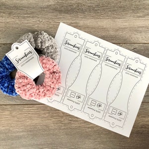 PRINTABLE Tags for Scrunchies. Crochet Scrunchie Tags for Display. Craft Fair Market Displays. PDF Downloadable Tag for Handmade Scrunchies. image 5