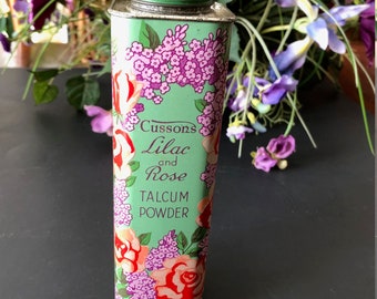 PALMOLIVE LILAC Talcum Tin Collectible Advertising Vintage USA 6 Estate Sale Find