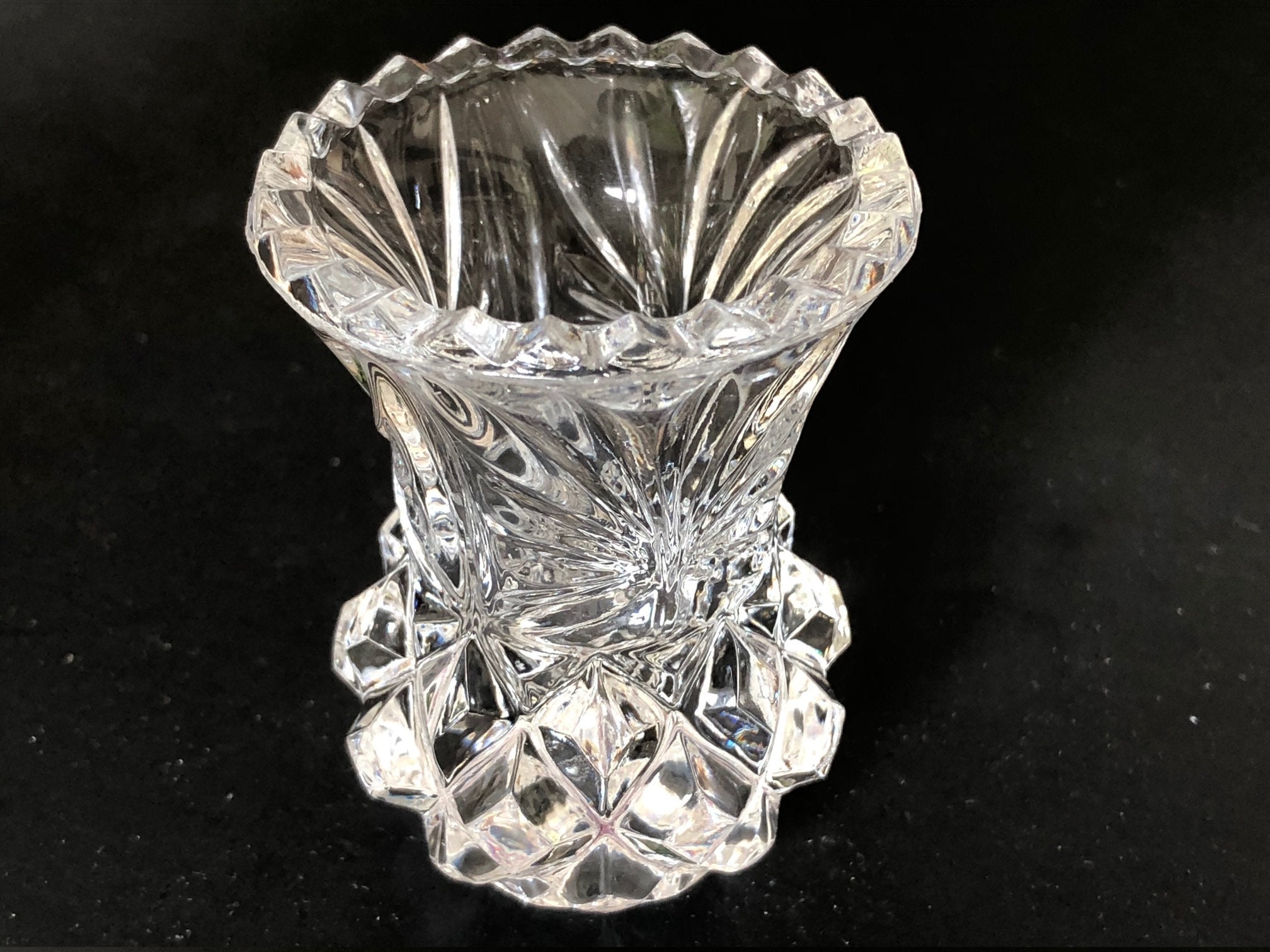 VINTAGE GLASS COLLECTIBLES Set of Three Cut Glass Vase Cut Etsy