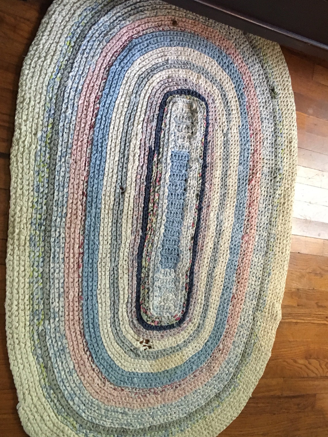 VINTAGE RAG RUG Oval Rag Rug Striped Rag Rug Midcentury Etsy