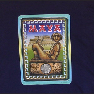 MAYA, graphic art T-shirt by Ted Douglas,  100% cotton, in 3 background colors and 4 Unisex sizes !