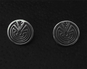 The Man in the Maze earrings: Handcrafted, Sterling Silver, post-style earrings