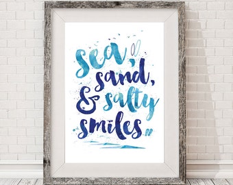 Affiche typographie A3 Surf Beach. Cornwall, Surf, Été