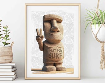 Priez pour l'affiche imprimée d'art de surf, téléchargement numérique, décoration de maison de plage de surfeur salé