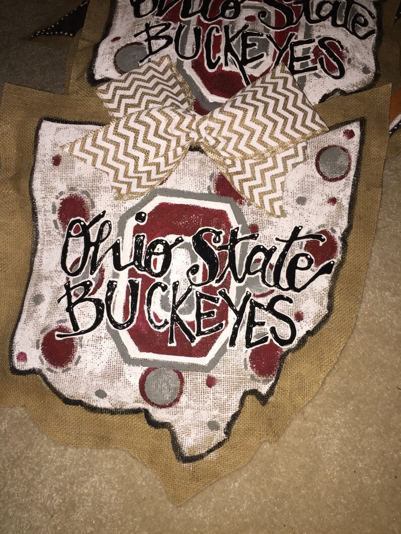 Ohio State Buckeyes Burlap Door Hanger Etsy