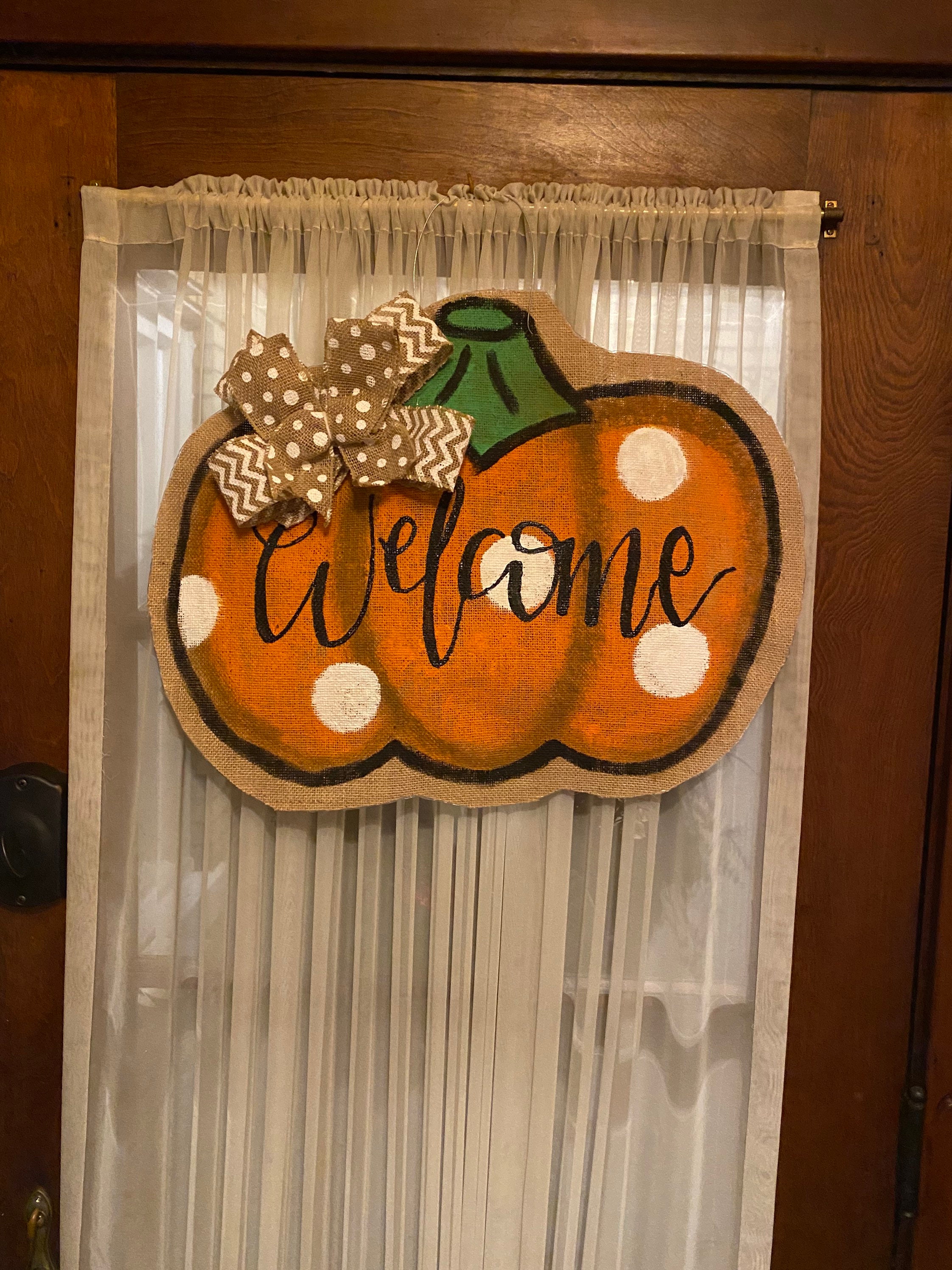 Abstract Chinoiserie Pumpkin Stack Fall Door Hanger