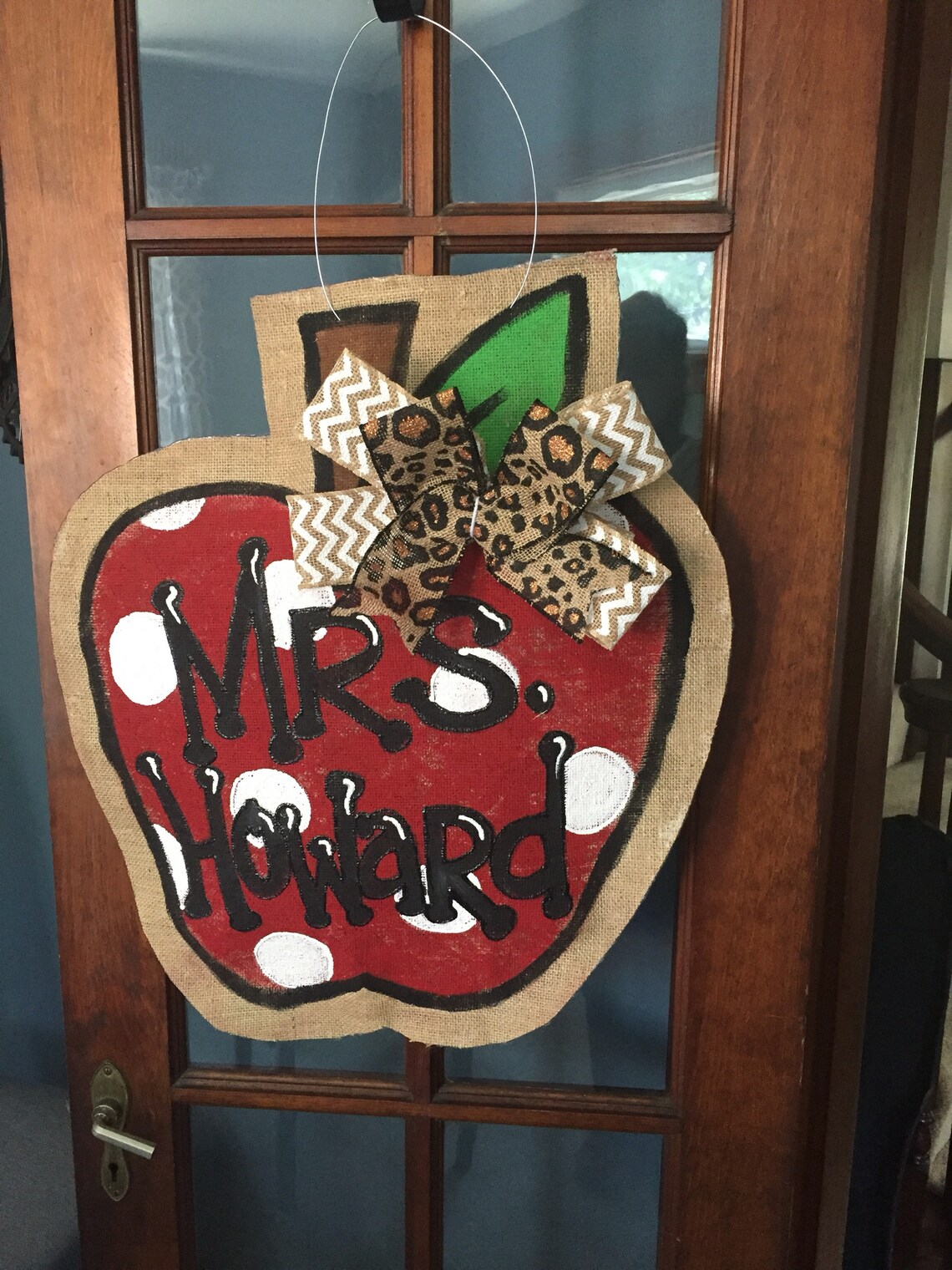 Teacher Apple Burlap Door Hanger Etsy