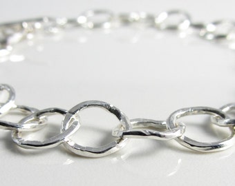 Forged Silver Bracelet ~ Hammered Sterling Silver Chain Bracelet ~ Handmade Chain