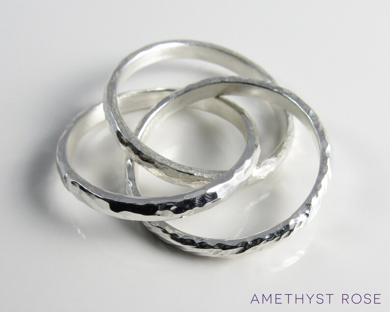 Hammered Russian Ring ~ Sterling Silver Intertwined Rings ~ Interlocked ...