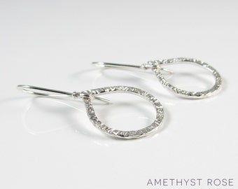 Hammered Teardrop Earrings ~ Handmade Sterling Silver Earrings ~ Contemporary Jewellery