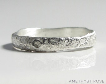 Moonscape Ring ~ Sterling Silver Ring (925‰) ~ Unique Handmade Textured Ring Band