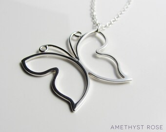 Silver Butterfly Pendant ~ Sterling Silver Butterfly Necklace ~ Handmade Jewellery for Nature Lovers