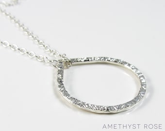 Hammered Teardrop Pendant ~ Sterling Silver Pendant Necklace ~ Contemporary Jewellery