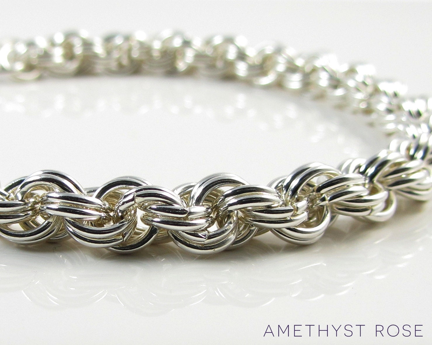 Silver Rope Bracelet Sterling Silver Chain Maille Bracelet Chainmail ...