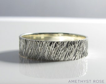 Sterling Silver Hammered Ring ~ Handmade Textured Ring Band ~ Contemporary Jewellery