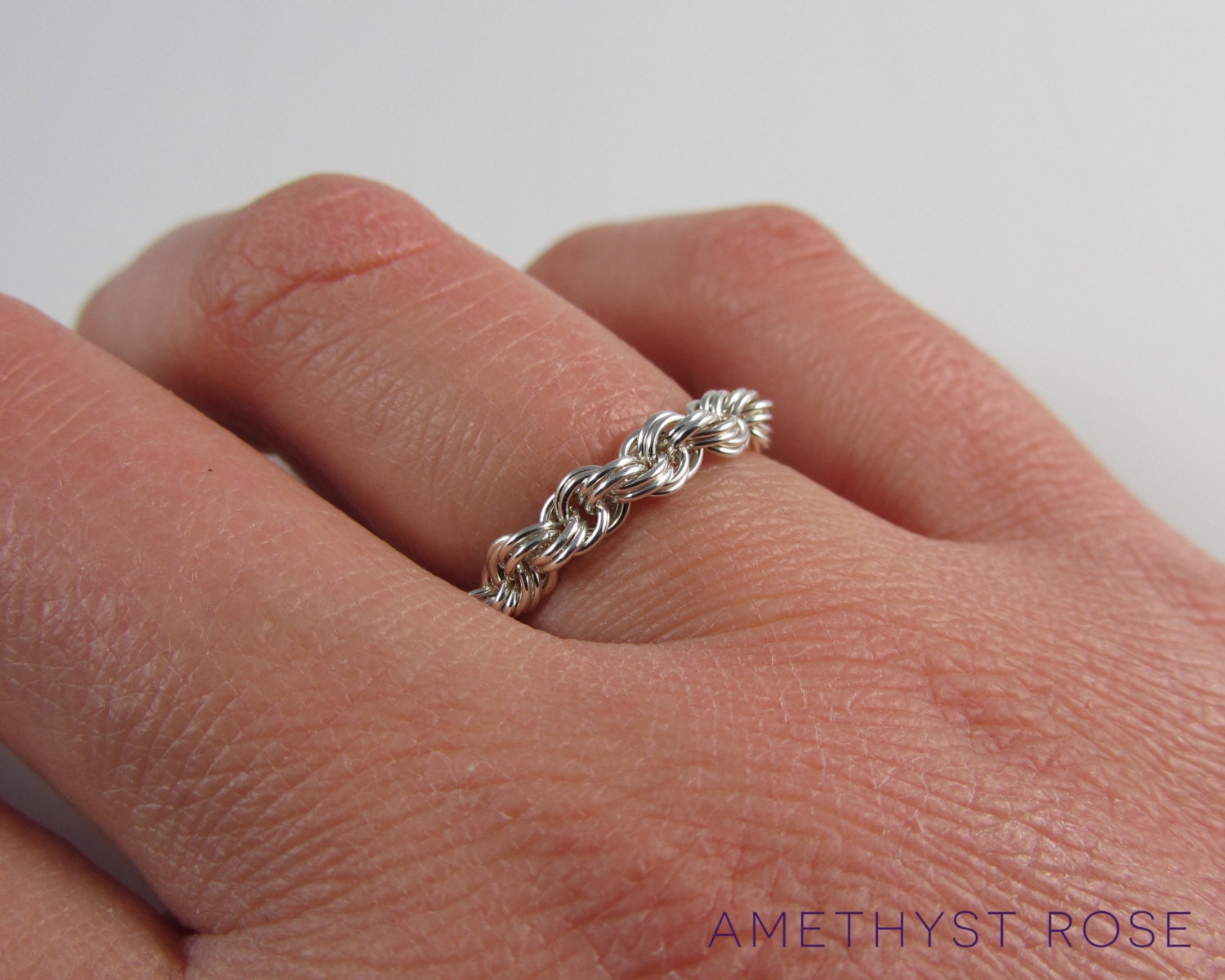 Silver Rope Ring ~ Sterling Silver Chain Maille Ring ~ Flexible Ring ...