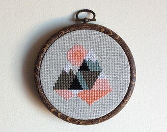 The Great Outdoors - Mini Mountain geometric cross stitch pattern PDF download - easy geometric pattern