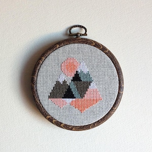 The Great Outdoors - Mini Mountain geometric cross stitch pattern PDF download - easy geometric pattern