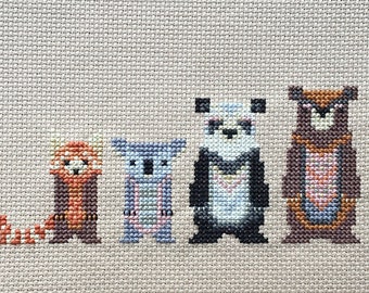 Bears and Not Bears - cute modern cross stitch pattern - a family of different bears and also some non-bears  - PDF download
