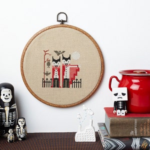 Fangtastic cute vampire counted cross stitch pattern PDF download - includes chart and instructions