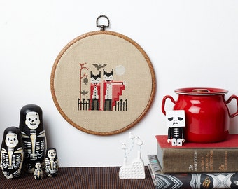 Fangtastic cute vampire counted cross stitch pattern PDF download - includes chart and instructions