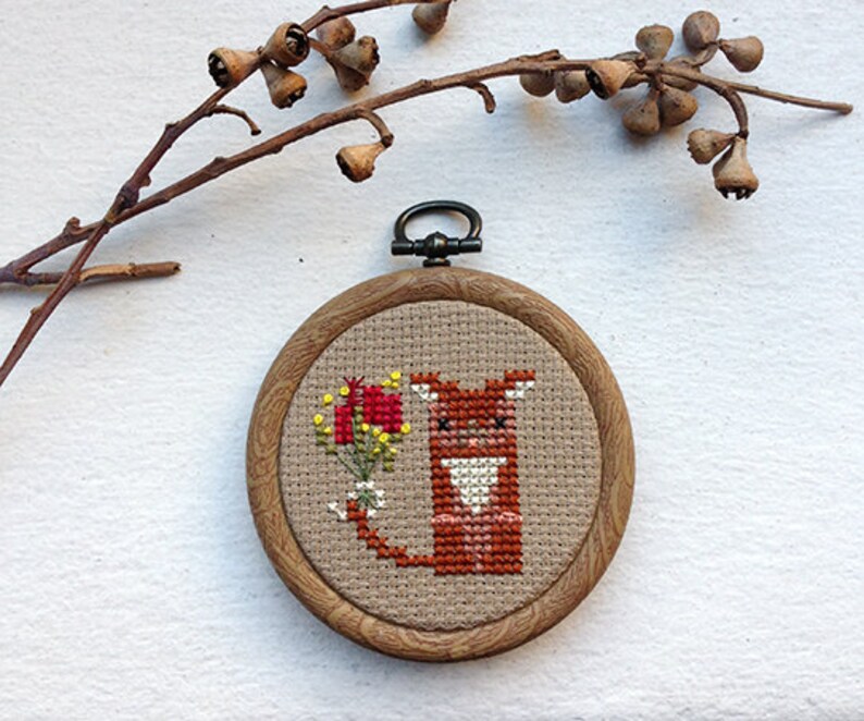 Possum Posy cute mini modern cross stitch pattern ringtail | Etsy