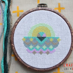 Easy Geometric Cross Stitch pattern PDF download - modern Sunset geometric pattern to download instantly - By the Seaside